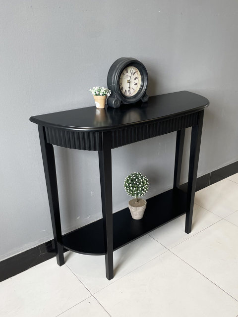 Cream style pastoral white porch table partition table solid wood black double-layer semi-round table storage table