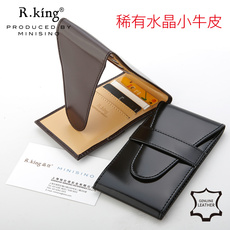 Футляр для карт 原创超薄r.king品仕男水晶小牛皮名片卡片夹公交银行卡夹头层牛皮