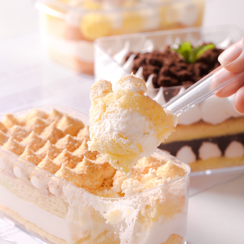 提拉米苏盒子蛋糕小盒甜品慕斯包装盒点心豆乳盒透明一次性包装 - 图1