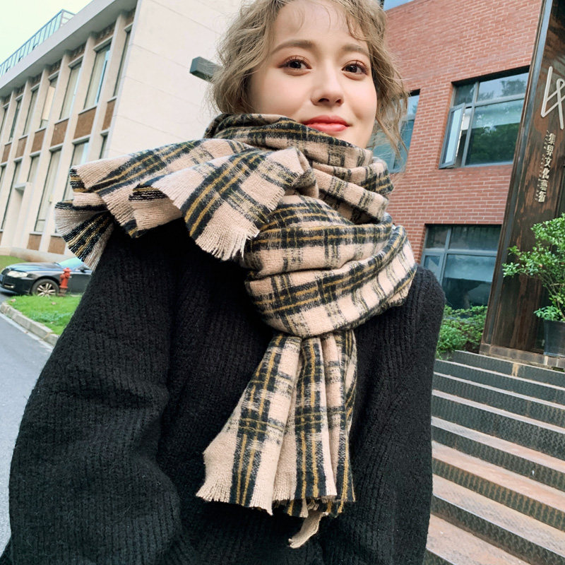 韩版CHIC学院风格子仿羊绒围巾披肩围脖保暖男女情侣外搭秋冬季潮,淘宝优惠券,粉丝福利购,淘宝优惠卷