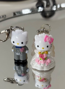 婚纱王子kitty猫虾扣手机挂件包包拉链头挂件ccd包包少女配饰
