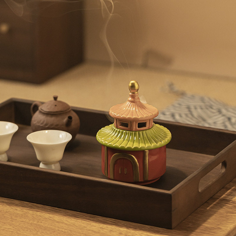 小小庙宇-香炉/陶瓷室内焚香安神盘香炉/檀沉香炉创意摆件香薰炉,淘宝优惠券,粉丝福利购,淘宝优惠卷