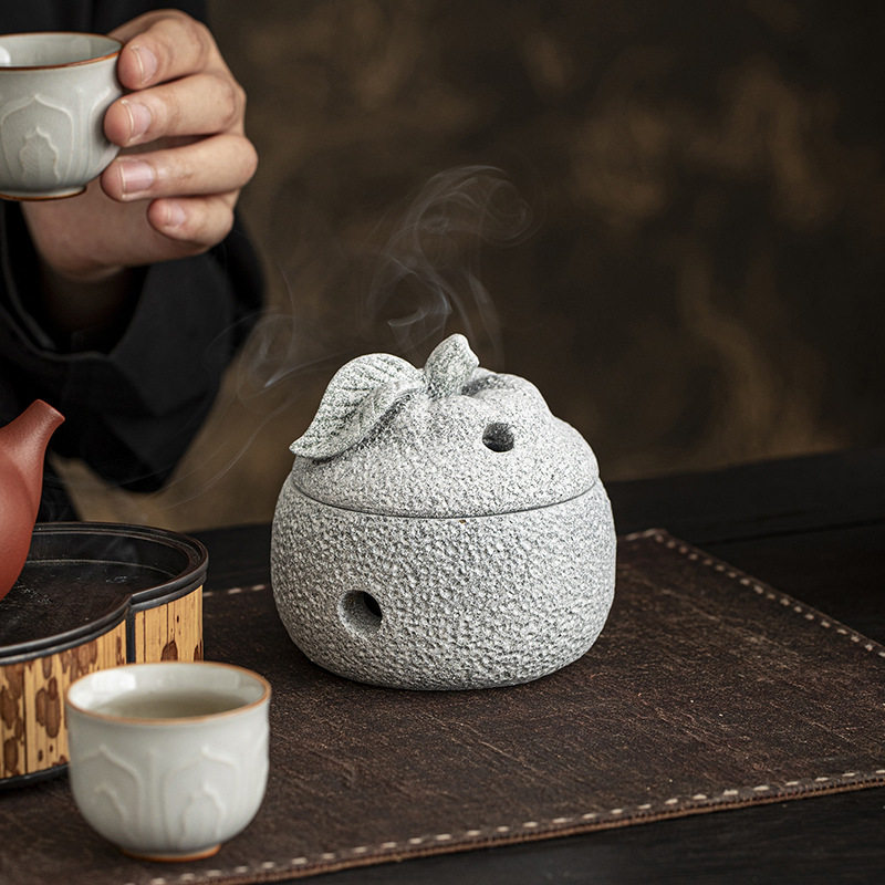 青砂石香炉青柑橘子香薰炉桌面摆件家用室内檀香炉小祥云盘香炉,淘宝优惠券,粉丝福利购,淘宝优惠卷