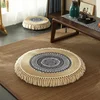 Ethnic style cotton thread tassel hand-woven futon cushion round mid-century style tatami bay window meditation cushion