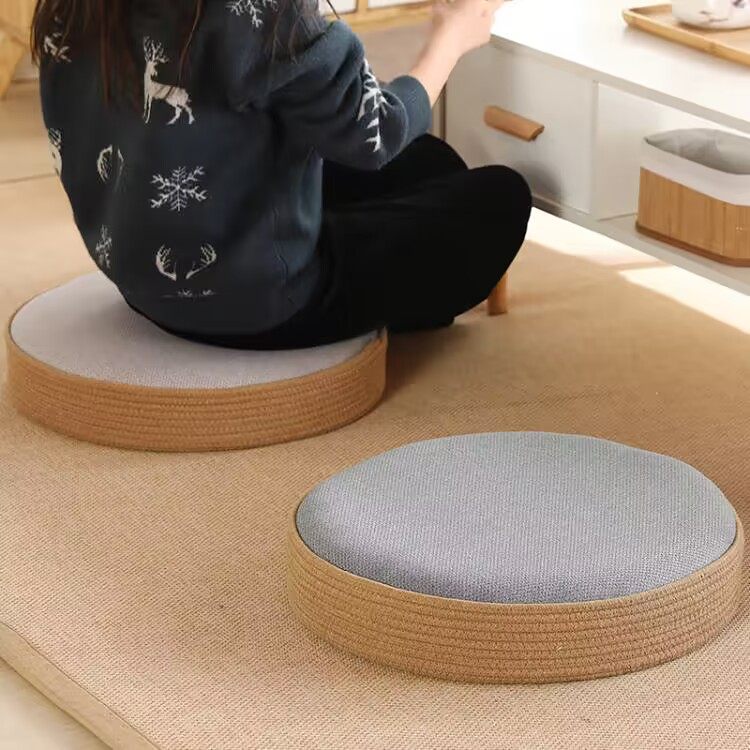 日式蒲团坐垫家用亚麻布艺加厚地上打坐禅修垫飘窗跪垫榻榻米垫子