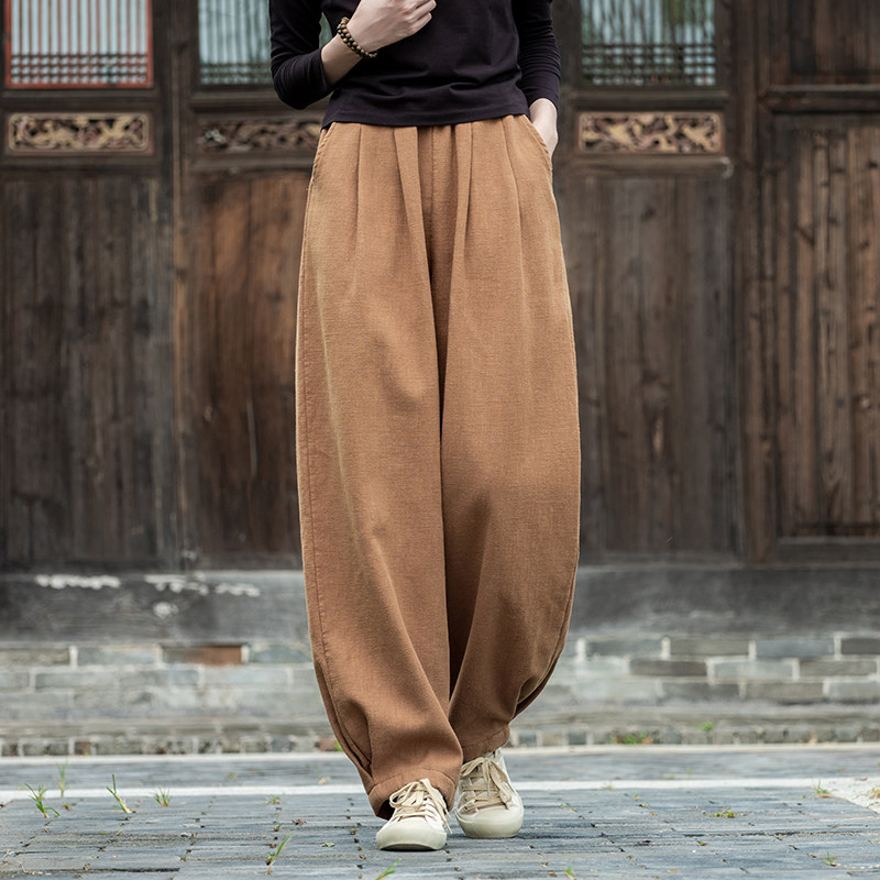 秋冬加绒太极裤女 加厚棉麻太极服装灯笼裤武术裤晨练裤打坐裤,淘宝优惠券,粉丝福利购,淘宝优惠卷