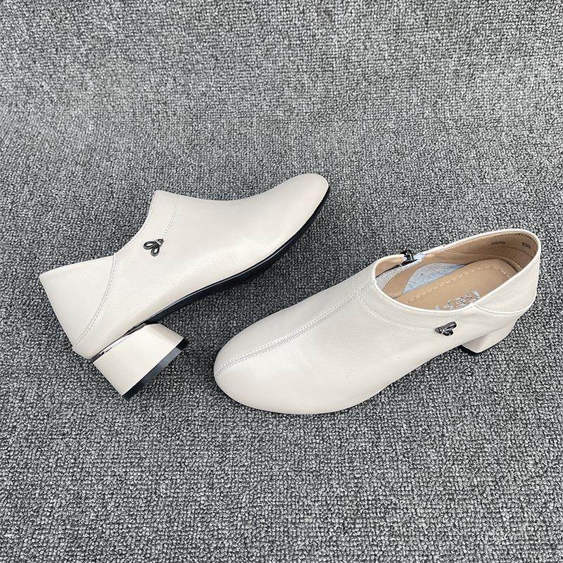 2025秋季新款真皮深口女单鞋中跟软底时尚女鞋百搭女款粗跟小皮鞋,淘宝优惠券,粉丝福利购,淘宝优惠卷