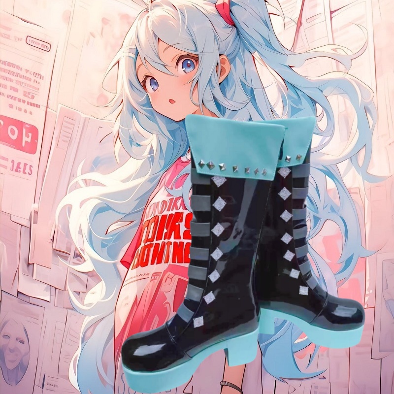 初音未来MIKU小浣熊鞋子Cos鞋子定制Cosplay靴子游戏动漫道具定制 - 图1