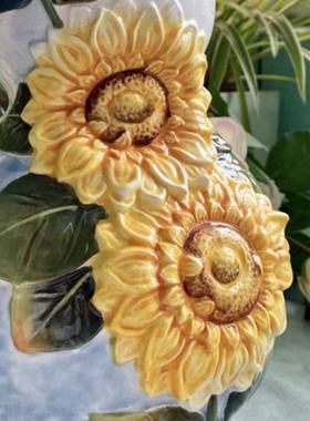 陶瓷向日葵葫芦福禄花瓶蒸蒸日上中式家居摆件新古典客厅玄关装饰