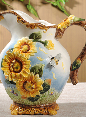 太阳花向日葵陶瓷水罐电视柜玄关茶几摆件结婚闺蜜礼品