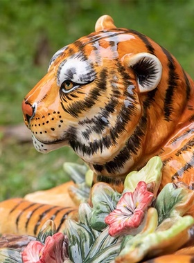老虎摆件猛虎陶瓷摆设虎年装饰品属虎生肖虎相生日礼物增长辈领导