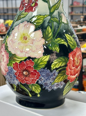 出口陶瓷宽口花瓶花卉系列客厅摆件家居创意礼品收藏送礼收藏佳品