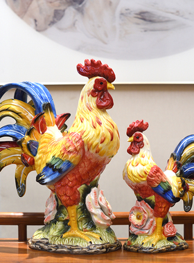 出口陶瓷鸡摆件家居装饰品客厅摆饰玄关桌面礼品酒柜庭院