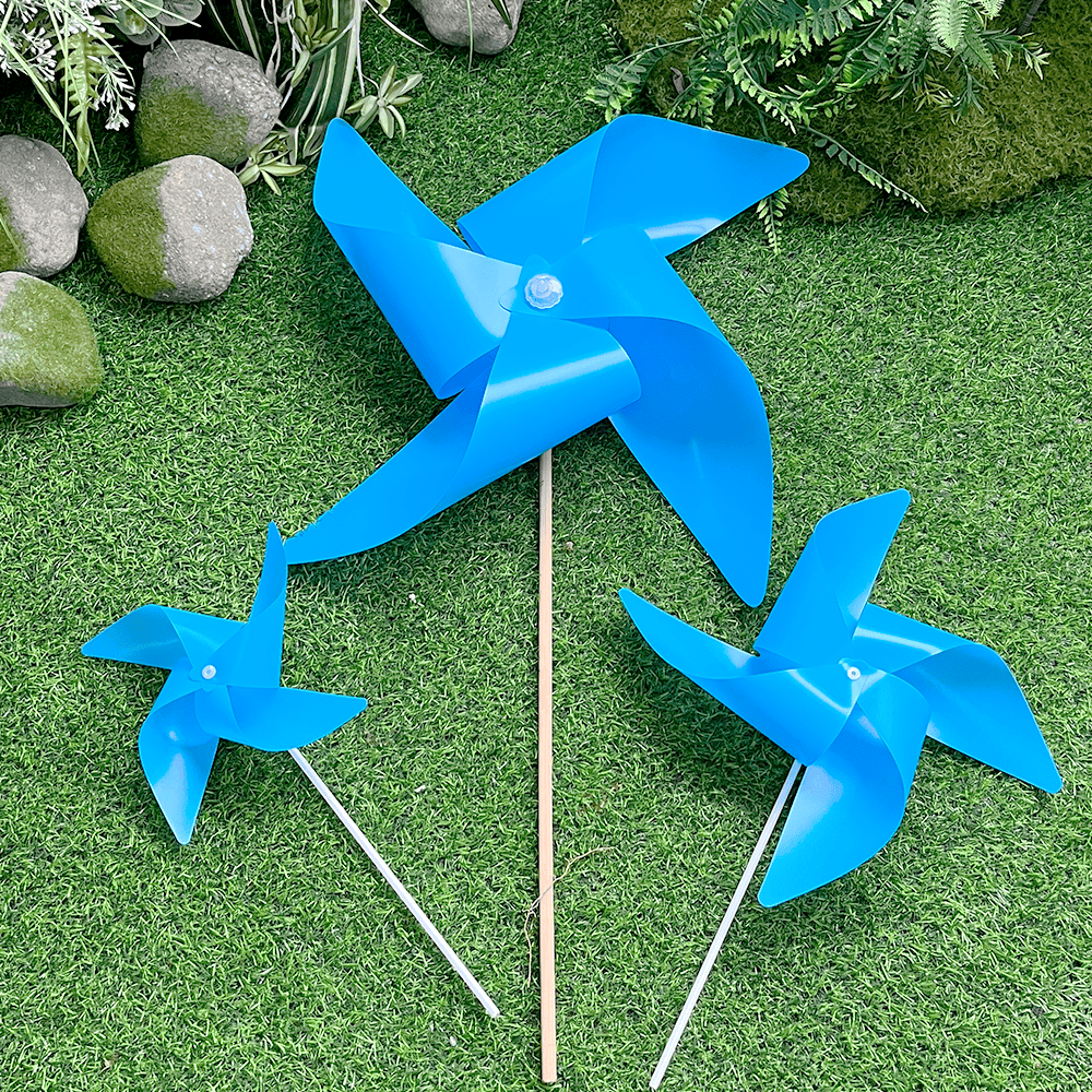旋转四叶天蓝纯色风车大地推儿童玩具装饰塑料户外diy手工小玩具,淘宝优惠券,粉丝福利购,淘宝优惠卷