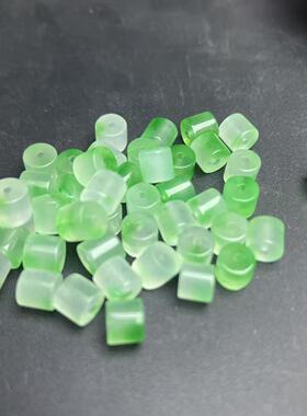 6X6mm冰种飘绿花玉石短圆柱散珠