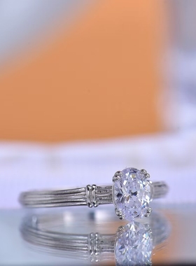 超美新货莫桑1克拉光环款戒指925银镀白金时尚精致轻奢高级指环女