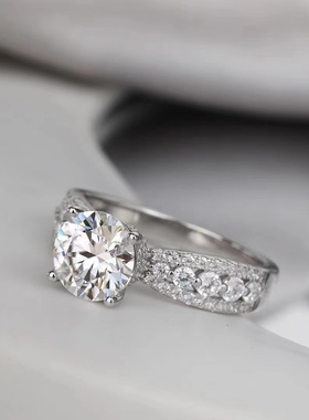 【星海】莫桑石精工镶嵌款-1克拉 闭口圈S925银 女款百搭时尚