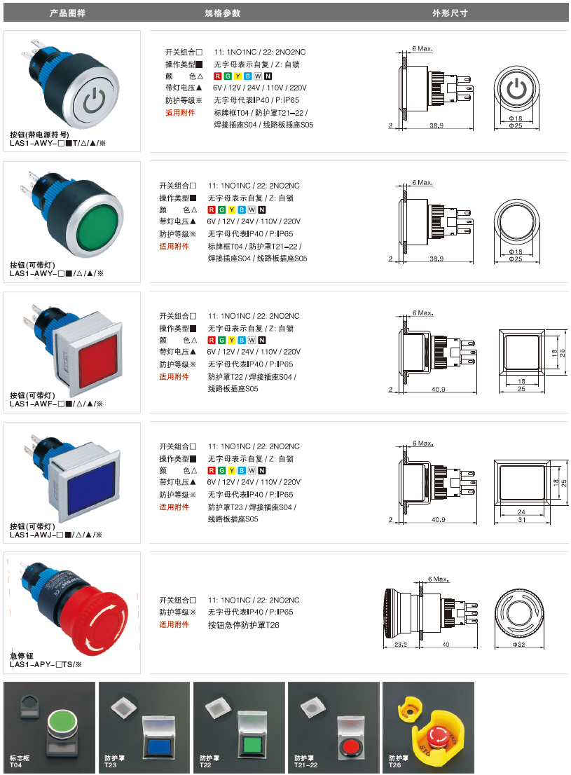 原装ONPOW红波按钮开关LAS1-AWY24V220V复位自锁圆形22MM红绿黄色-图2