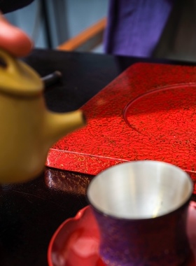 大漆壶承茶盘干泡台方形茶托方圆茶台茶托茶杯垫