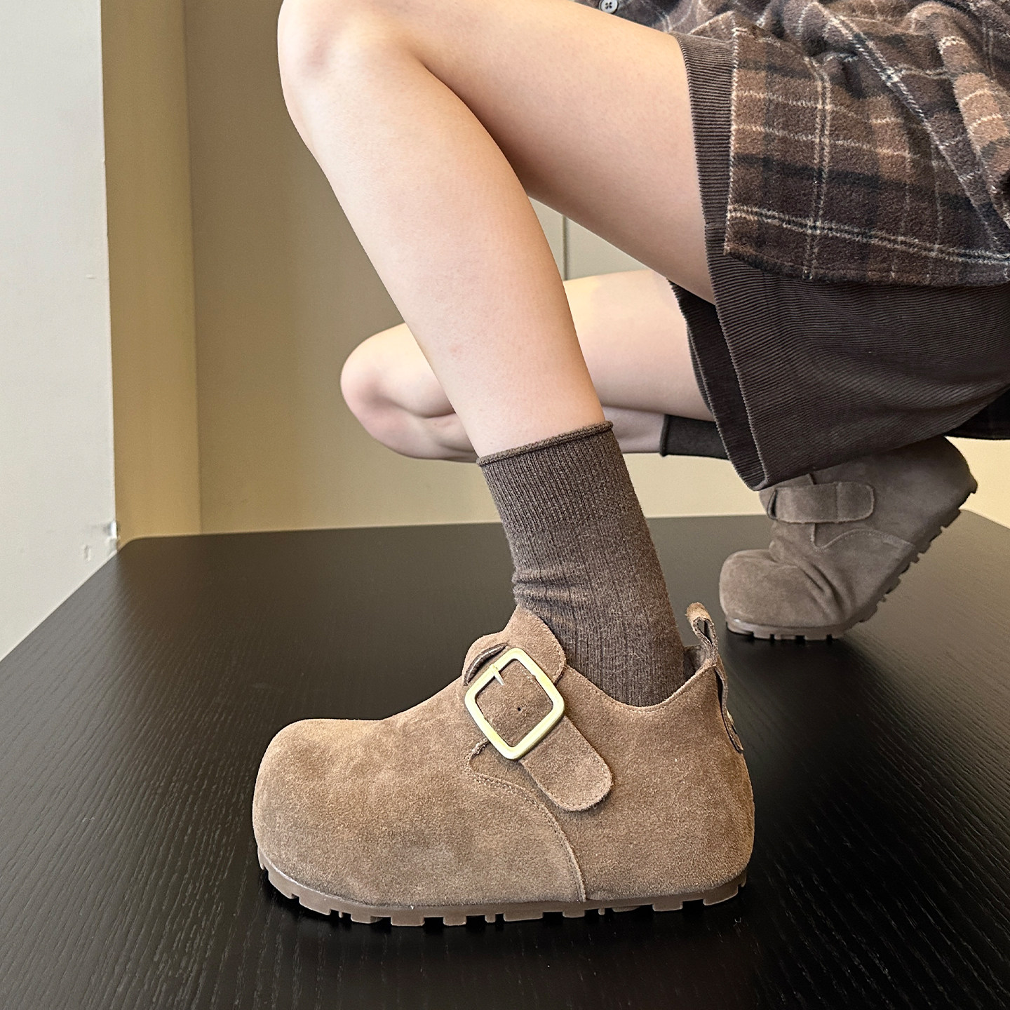 秋冬甜酷风~加绒日系新款磨砂牛皮内增高配阔腿裤勃肯鞋女鞋棉鞋,淘宝优惠券,粉丝福利购,淘宝优惠卷