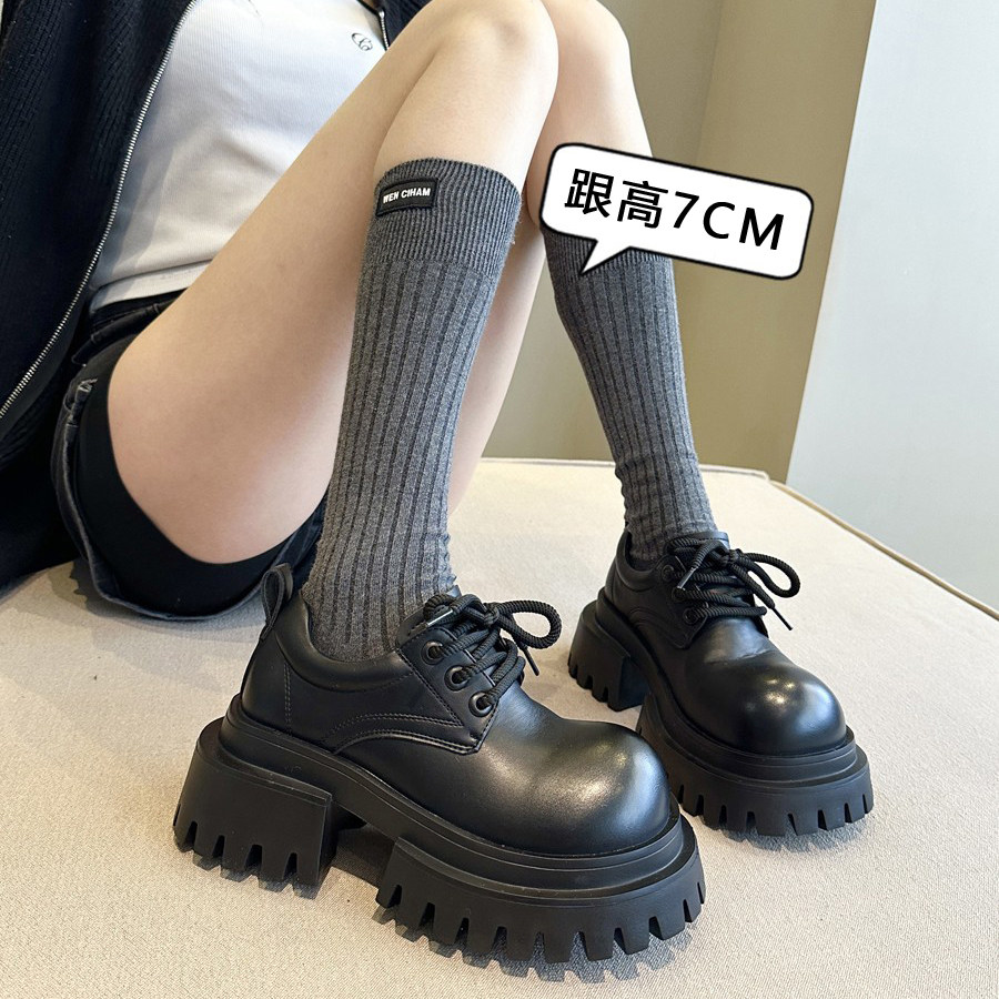 今年很流行~甜酷真皮厚底大头小皮鞋女冬春季配阔腿裤增高德比鞋,淘宝优惠券,粉丝福利购,淘宝优惠卷