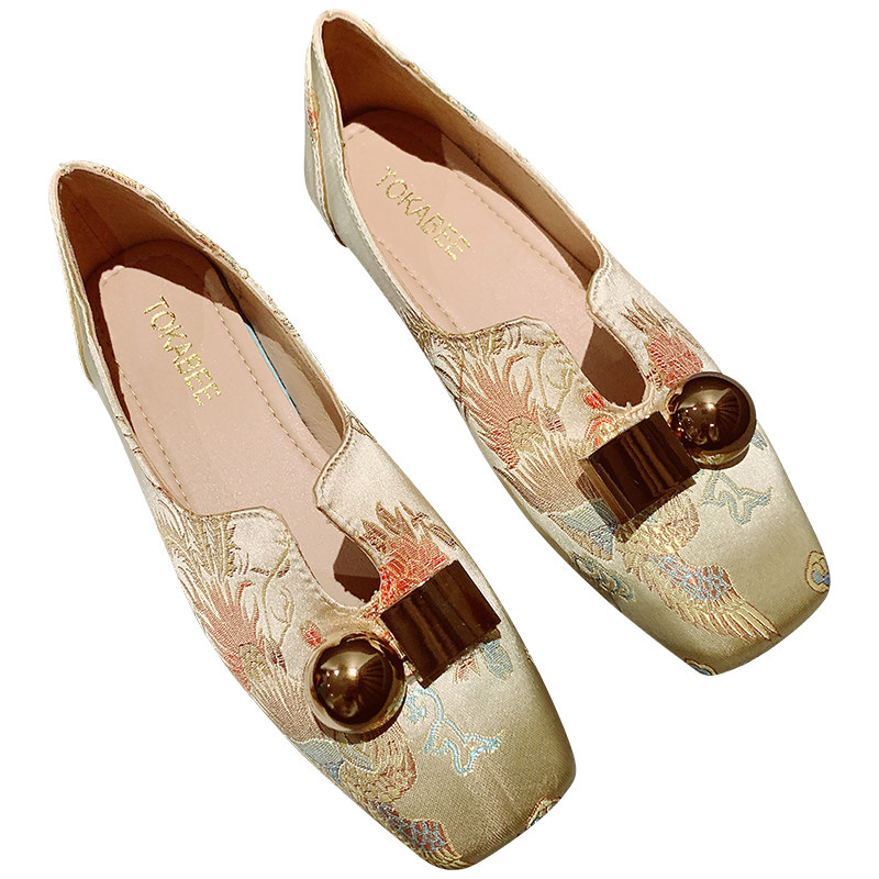 乐福鞋女春季中式洋气旗袍鞋子2025新款女式国风刺绣单鞋豆豆鞋,淘宝优惠券,粉丝福利购,淘宝优惠卷