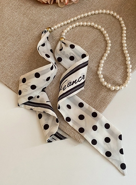 珍珠项链丝巾轻奢高级感时尚百搭锁骨链围巾女