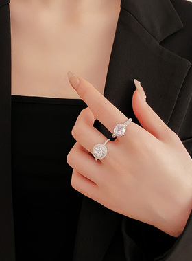 设计师款意大利工艺鸽子蛋锆石戒指复古宫廷风轻奢高级感戒指女