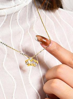 皇冠18K金莫桑钻锁骨链