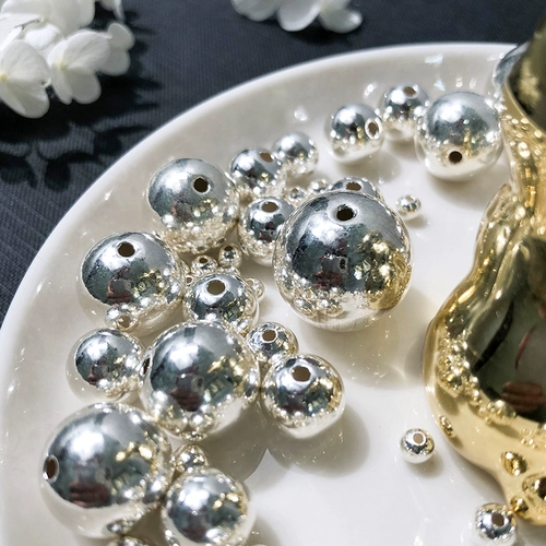 Бусины, серебряный браслет, плетеный браслет с одной бусиной, серебро 999 пробы, жемчужное серебро, DIY