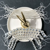 Бусины, серебряный браслет, плетеный браслет с одной бусиной, материал, серебро 999 пробы, жемчужное серебро