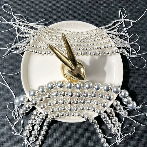 Бусины, серебряный браслет, плетеный браслет с одной бусиной, серебро 999 пробы, жемчужное серебро, DIY