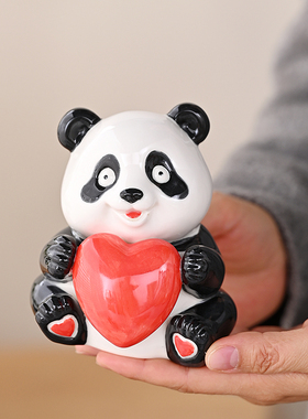 陶瓷可爱熊猫摆件国风桌面装饰