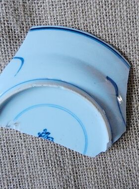 手工纯银镶嵌康熙老瓷吊坠孤品