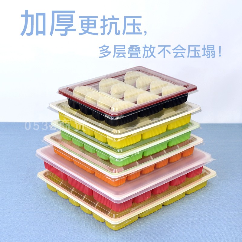 一次性饺子盒塑料冻水饺盒带加厚盖20分格商用餐盒外卖打包盒托盘 - 图0