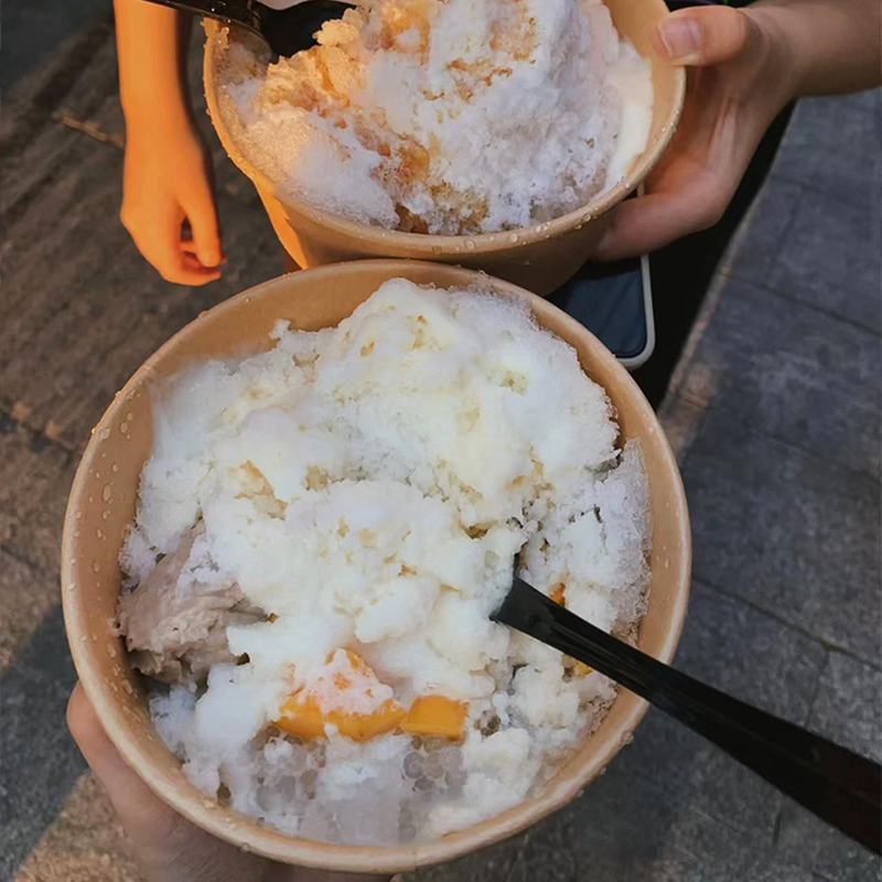 芋泥冰碗商用绵绵冰碗刨冰碗冰沙盒子雪花冰打包碗一次性牛皮纸盒 - 图2