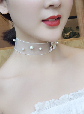 原创新款雪纱气质蝴蝶欧根纱项圈