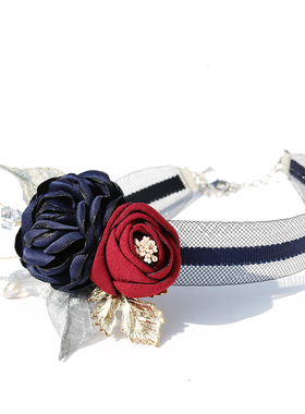 原创设计风夸张红玫瑰晚会项链