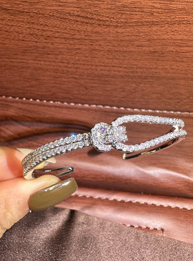 超闪锆石经典打结绳结手镯女手饰线条设计感手环开口满钻轻奢百搭