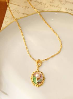 合金油画框巴洛克珍珠项链项链