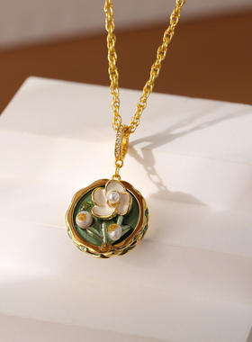 合金马鞭链中古vintage绿项链