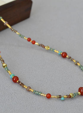 新中式小众设计复古文艺红玛瑙米