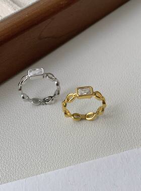 新款韩版简约个性风镂空链条长方