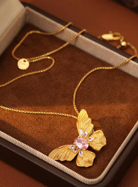 合金新款复古沙金色拉丝梦幻项链