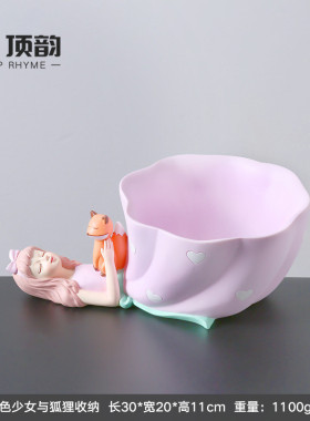 北欧创意树脂办公室玄关装饰饰品收纳电视柜钥匙泡泡女孩桌面摆件