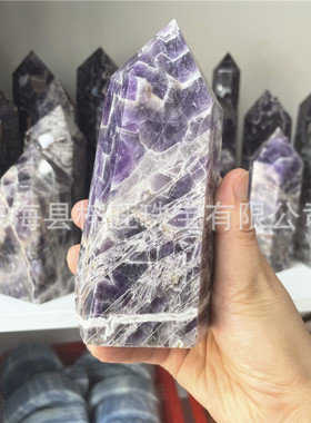 热销天然梦幻紫六柱紫水晶单尖棱柱家居办公水晶摆件厂家批发水晶