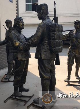热销供应大型玻璃钢人物仿铜仿真雕红军战士雕塑军旅文化公园景观