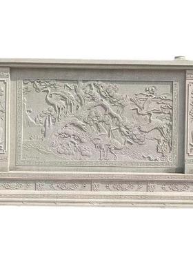 庭院青石浮雕中式迎门墙 花鸟鱼虫福字地雕装饰 福字石雕壁画窗花