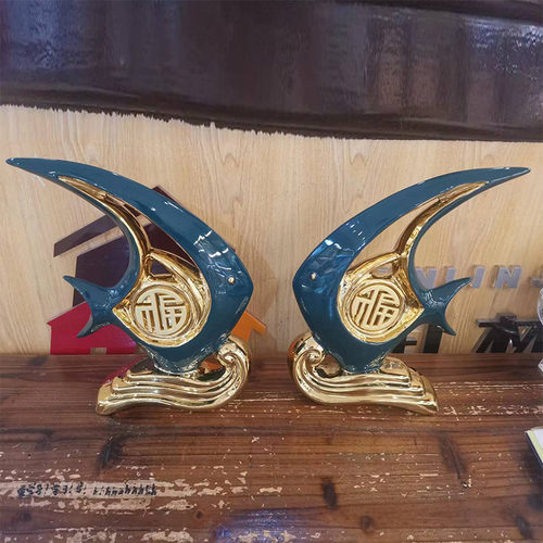 热销艺术轻奢陶瓷电镀摆件创意抽象新品软装装饰品 - 图1