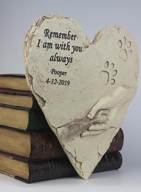 厂家心形批发小狗墓碑树脂工艺品爱犬纪念碑欧美现代摆件